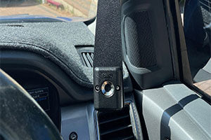 FORD PX2 PX3 RHD Ranger, Raptor and UA Everest Fixed Bracket With GME MB207 Magnetic Holder Right of Steering Wheel